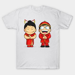 Chinese Cartoon Boy & Girl T-Shirt